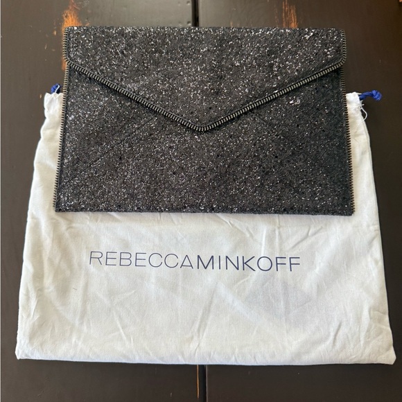 Rebecca Minkoff Handbags - Rebecca Minkoff Glitter Black Leo Clutch